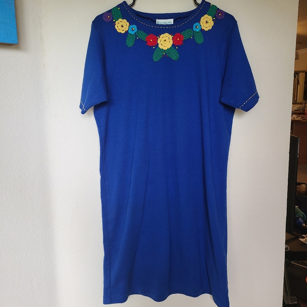 ♡Vintage embroidered blue dress♡